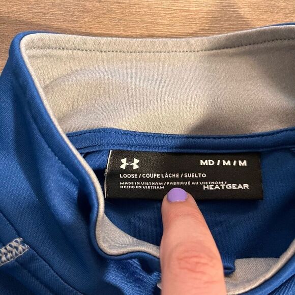 Under Armour Blue Athletic Quarterzip Jacket Men Medium Bin H-6 - Picture 3 of 4
